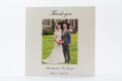 Photo Wedding Thank You Card Simple elegance 
featuring your favourite wedding photograph