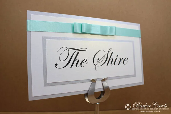 Wedding Table Name Card with a Mint Ribbon - Customer Feedback Image