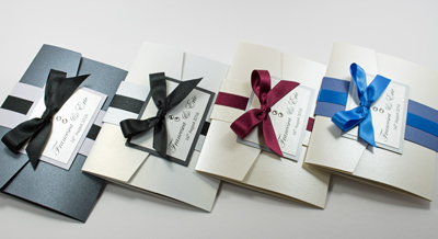Pocketfold wedding invitations with Swarovski crystals