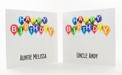 bespoke printed birthday cards with balloons
