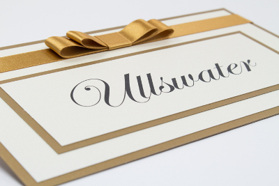wedding table name cards in antique gold and cream