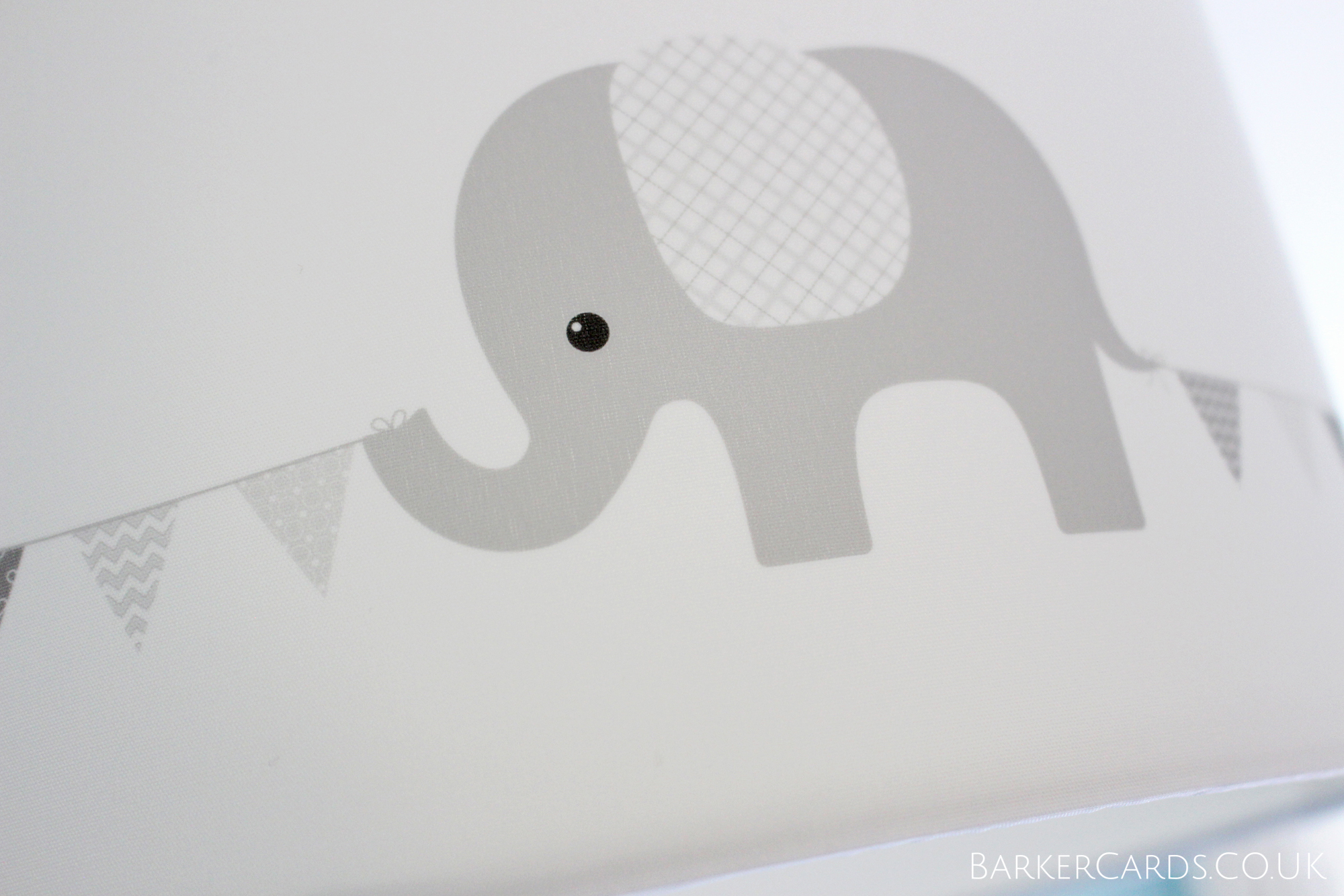Grey Nursery Elephant Lampshade Plain White Background
