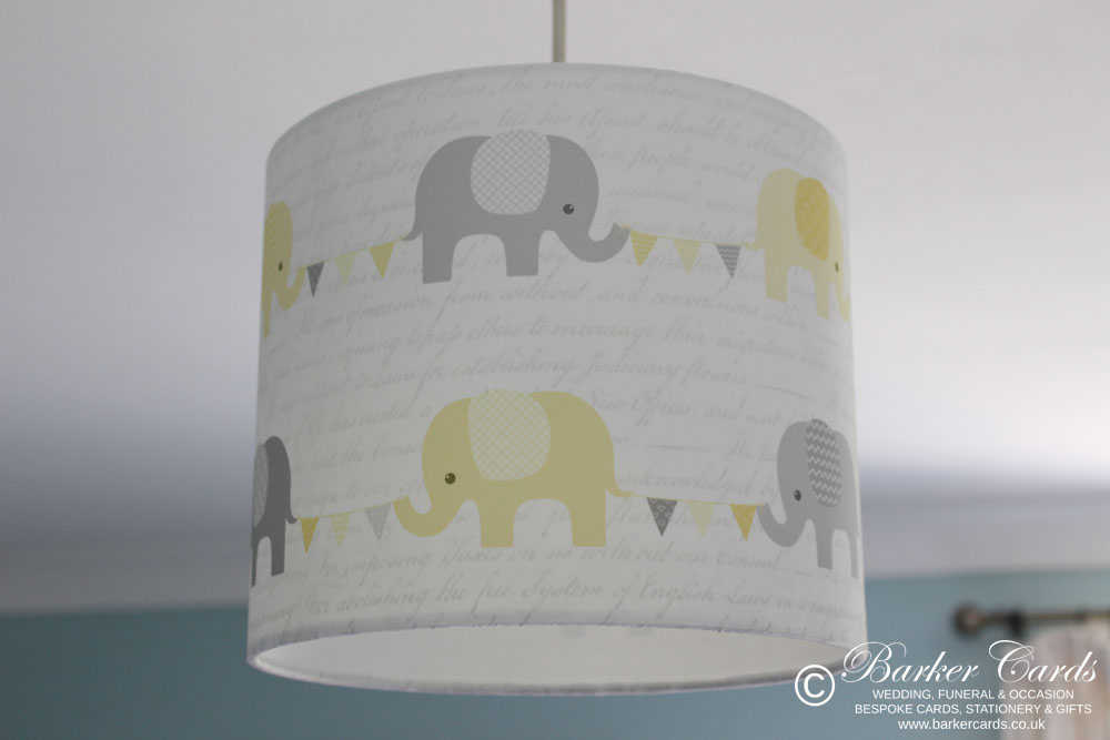 Yellow Nursery Elephant & Bunting Lampshade