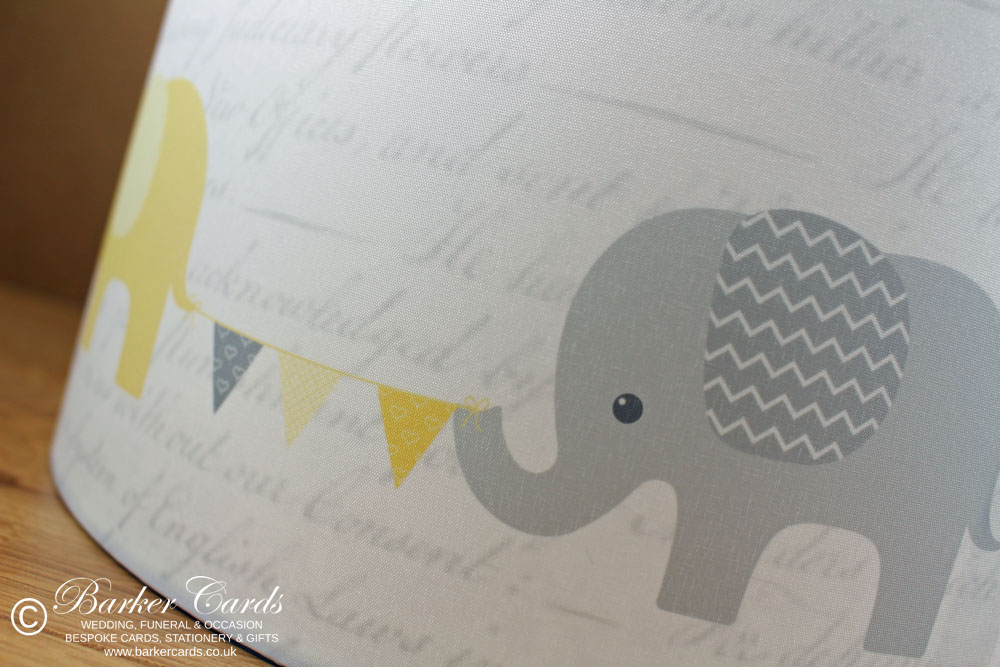 Yellow Nursery Elephant & Bunting Lampshade