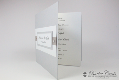 Handmade silver and white winter wedding invitations