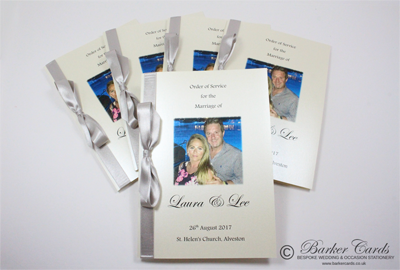 Wedding orders of service with photograph