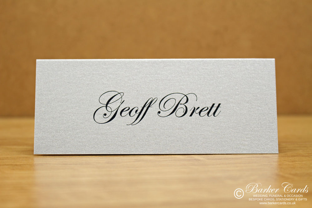 Simple Printed Wedding Place Cards - Silver 
