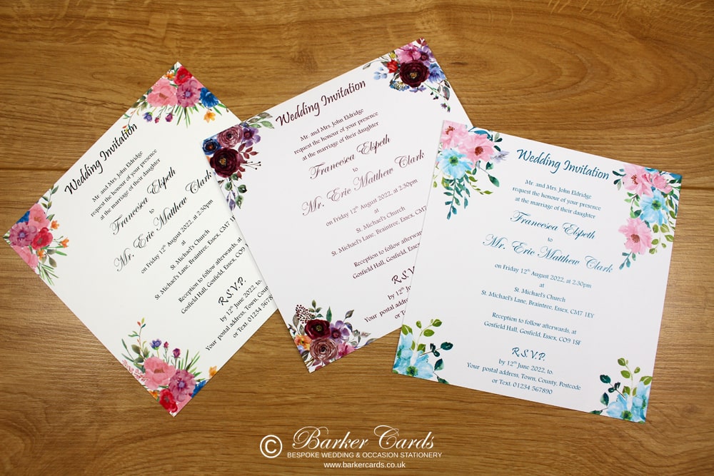 Sample of Water Colour Wedding Invitation Collection 