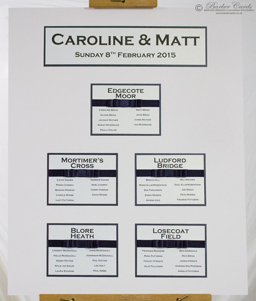 Black and White Wedding Table Plan