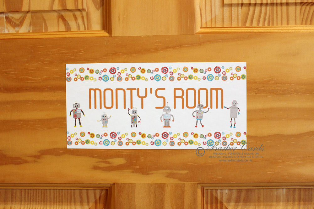 Robot childrens bedroom door sign