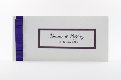 Cheque Book Design Wedding Invitation purple