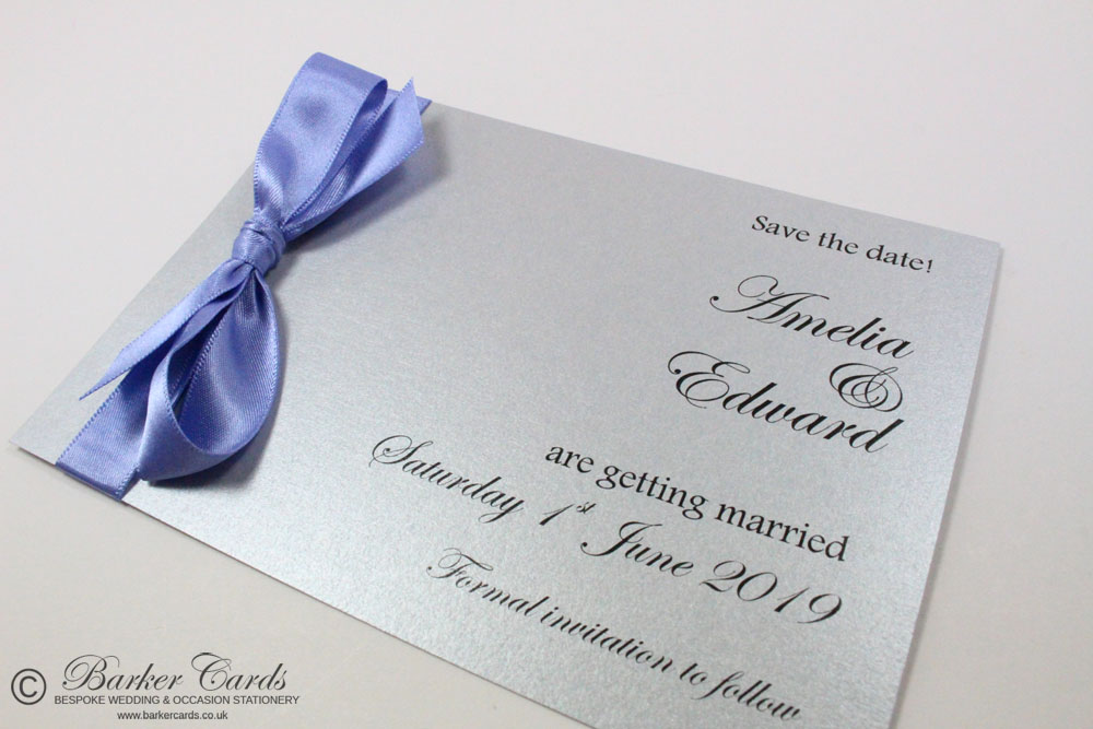 Wedding Save the Date Card - Fairy Tale Wedding - Silver and Lilac
