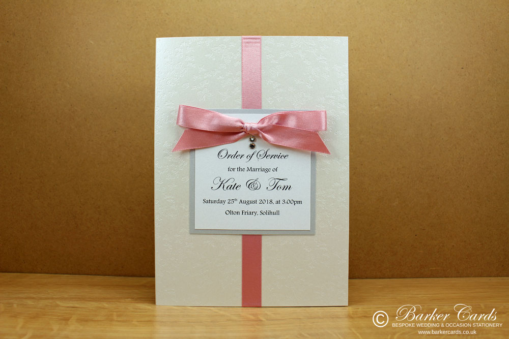 Wedding Orders Of Service Dusky Pink Embossed Butterflies