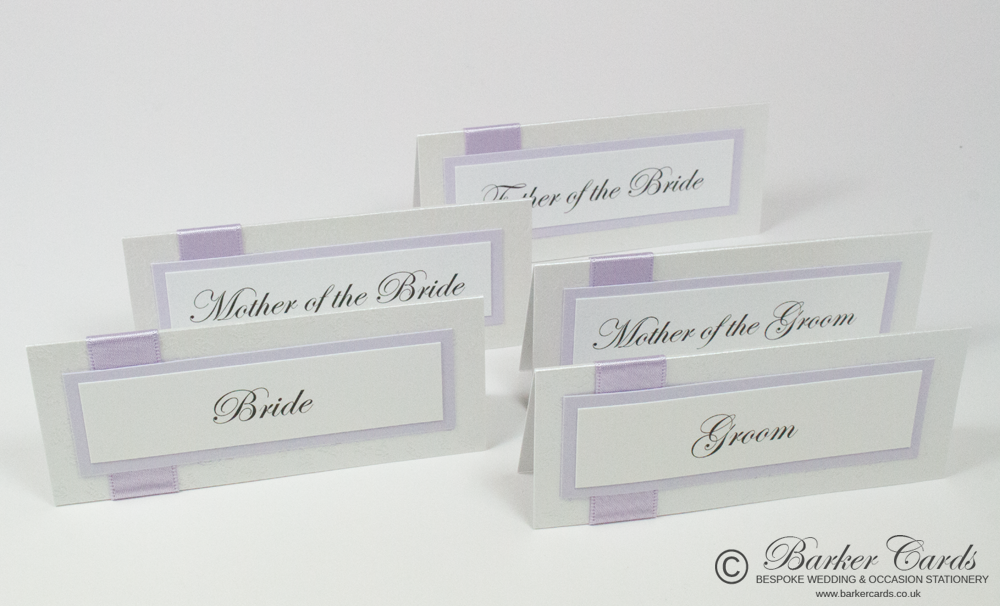 Wedding Place Cards Pale Purple and White

