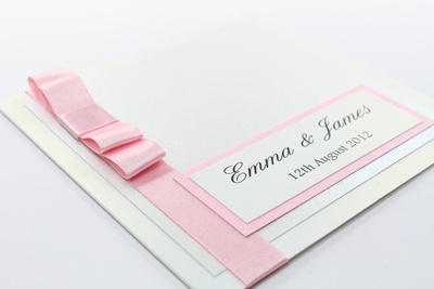 Enchanting Wedding Invitation Blush Pink / Light Pink / Pale Pink and White Embossed with Butterflies