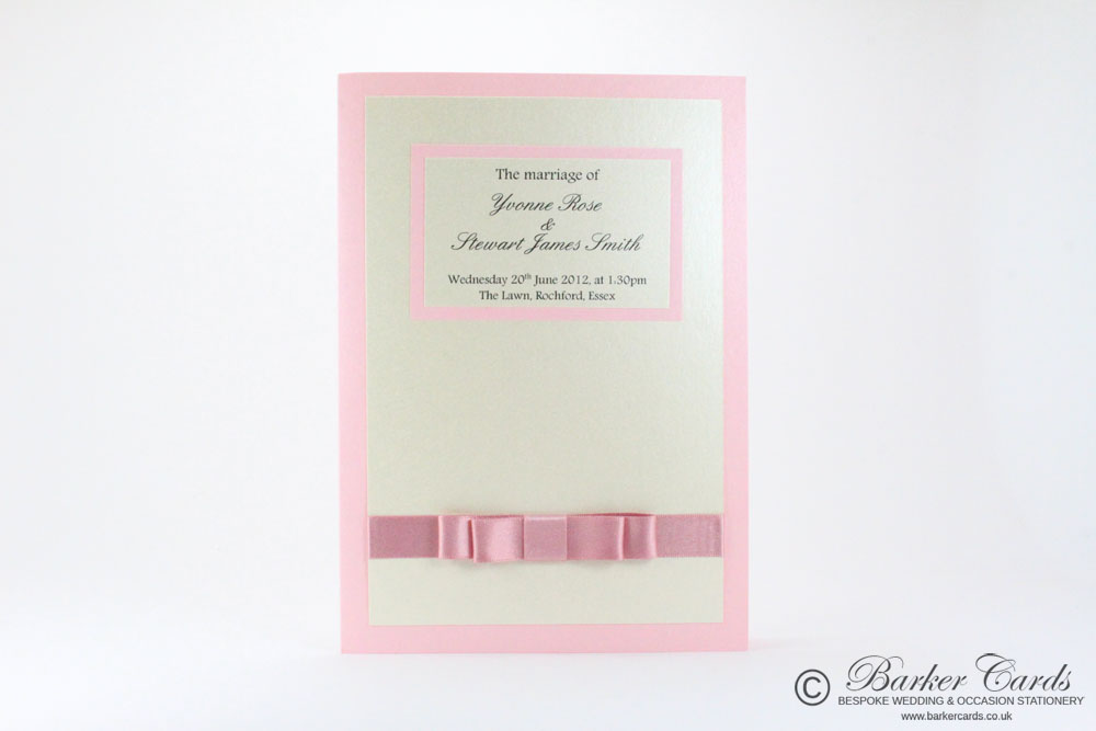 Wedding Orders of Service  Graceful Collection Blush Pink / Dusky Pink and Cream / Ivory