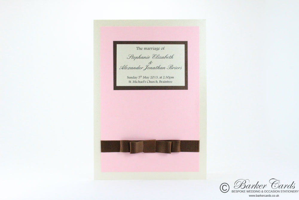 Wedding Orders of Service  Graceful Collection Blush Pink / Light Pink, Ivory / Cream and Dark Brown / Bronze 