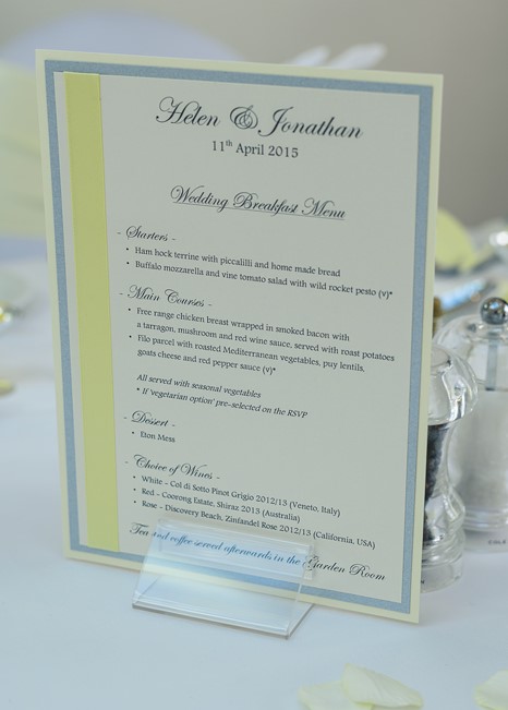 Wedding Breakfast Menus