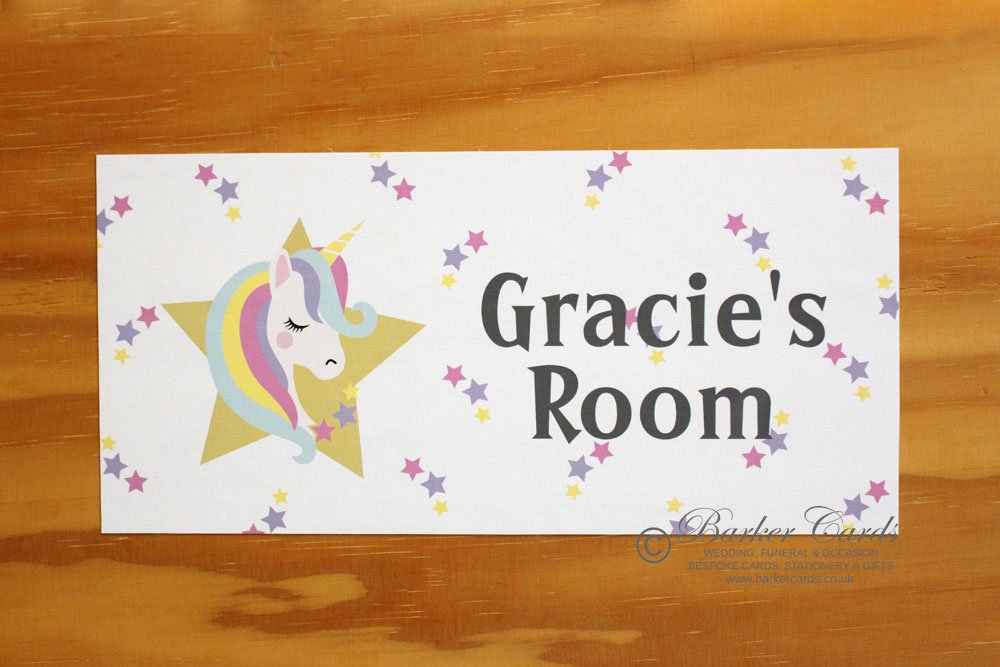 Unicorn stars childrens bedroom door plaque