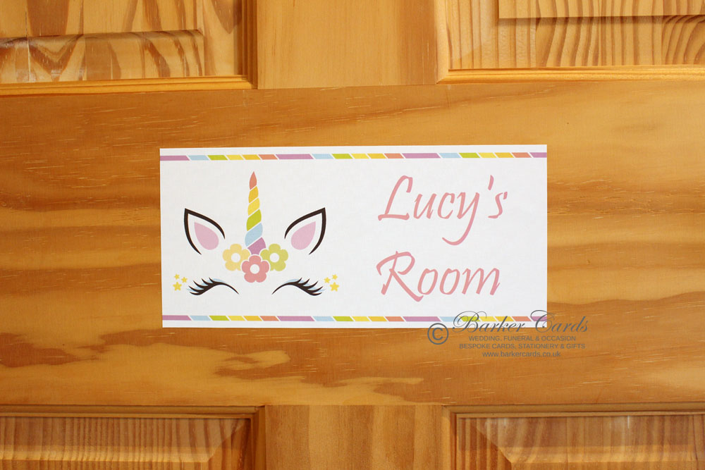 Unicorn Rainbow childrens bedroom door sign