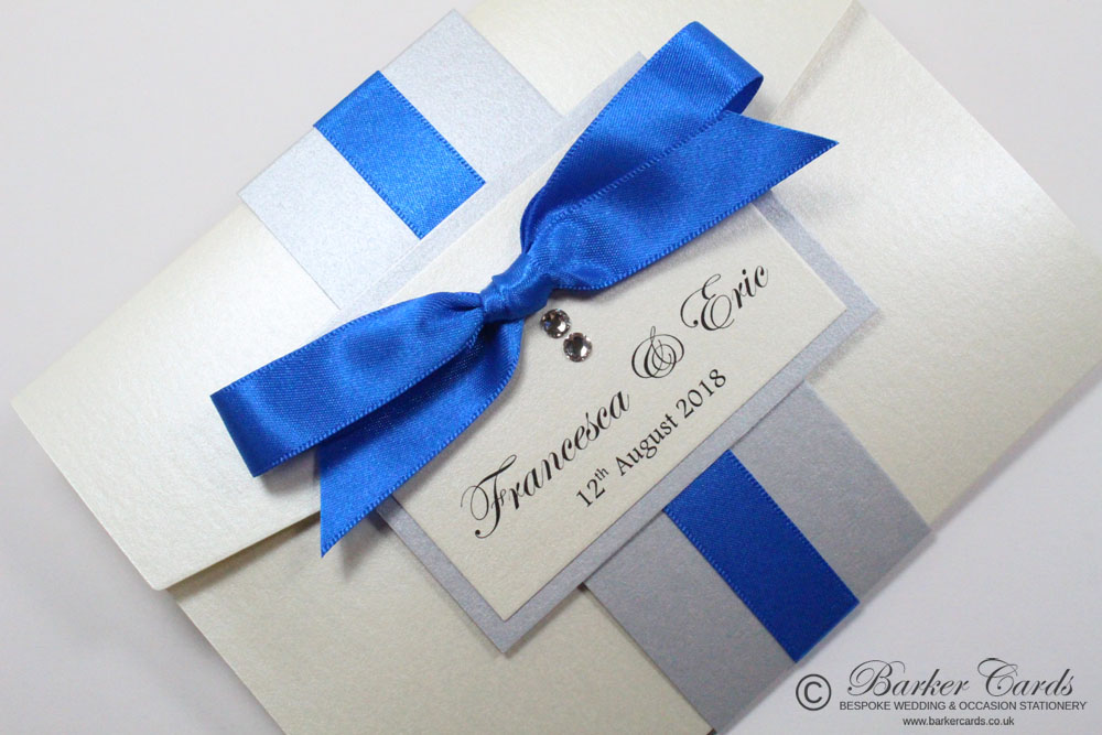 Royal Blue Pocketfold Wedding Invitations