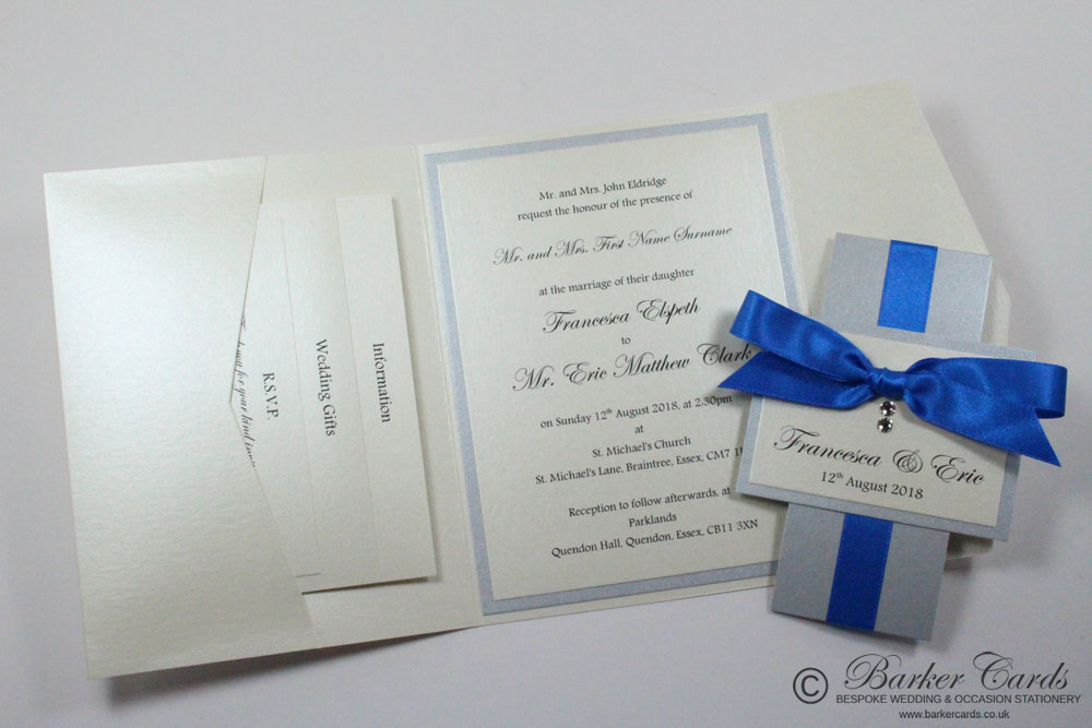Royal Blue Pocketfold Invite