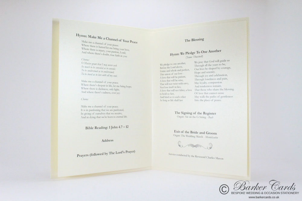 Wedding Orders Of Service | Royal Blue And Cream / Ivory