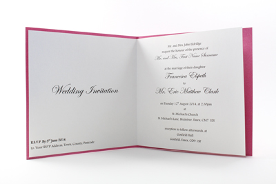 Bright Coloured Wedding Invitations - Paper insert