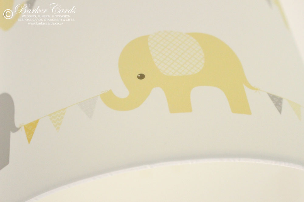 Yellow Nursery Elephant & Bunting Lampshade Plain White Background