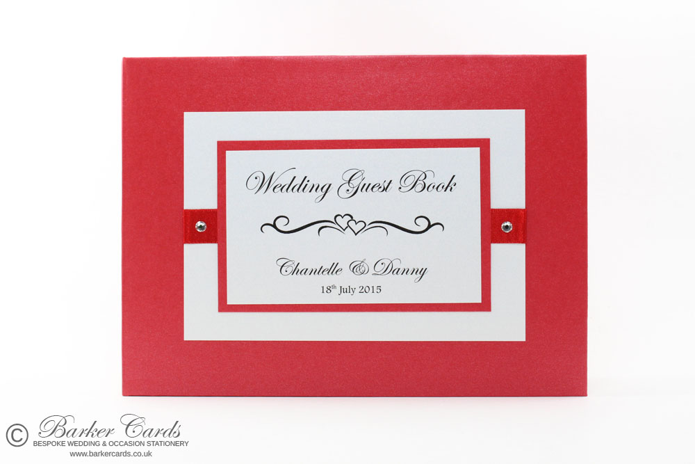 Wedding Guest Book Bright Red and White (available in all colours)