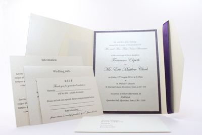 Purple Pocketfold Wedding Invitations