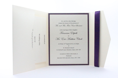 Purple Pocketfold Wedding Invitations - Cadbury Purple