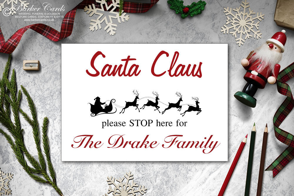 Santa please stop here personalized christmas handmade gold plaque with glitter