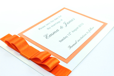 Wedding Save the Date Card
 Beautiful Beau Collection Bright Orange and White