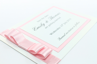 Wedding Save the Date Card
 Beautiful Beau Collection Pale Pink / Light Pink / Baby Pink and White