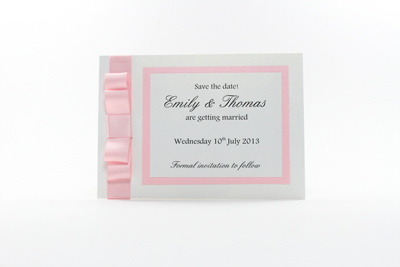 Wedding Save the Date Card
 Beautiful Beau Collection Pale Pink / Light Pink / Baby Pink and White