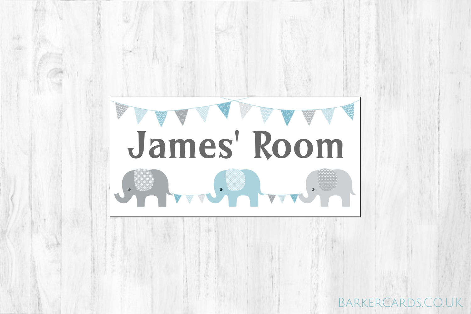 Blue Nursery Elephant Bedroom Door Sign 