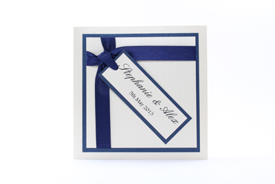 Wish Wedding Invitation Dark Navy Blue and Cream / Ivory