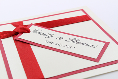 Wish Wedding Invitation Bright Berry Red / Christmas Red / Rose Red and Cream / Ivory