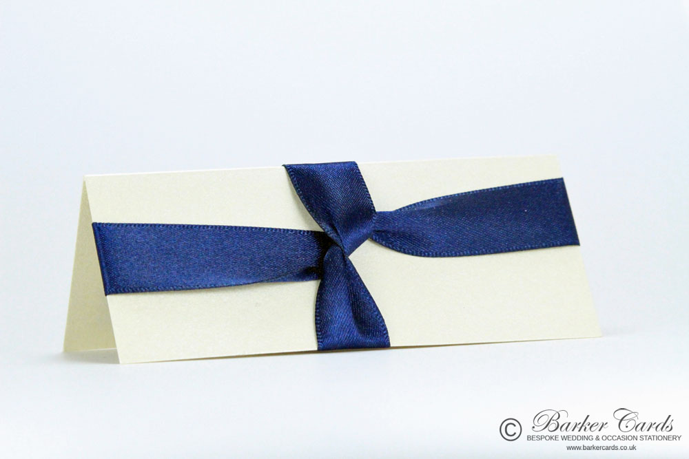 Wedding Place Cards Dark Navy Blue and Cream / Ivory