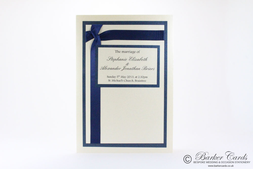 Wedding Orders of Service
 Wish Collection Dark Navy Blue and Ivory / Cream

