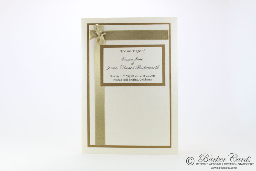 Wedding Orders of Service
 Wish Collection Champagne / Gold / Straw and Ivory / Cream