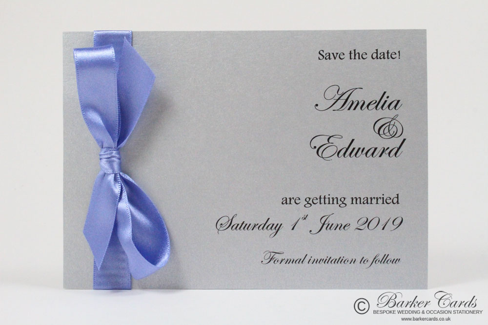 Wedding Save the Date Card - Fairy Tale Wedding - Silver and Lilac