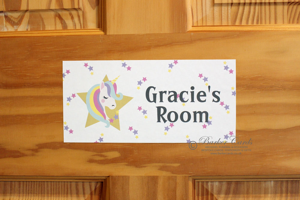 Unicorn stars childrens bedroom door sign